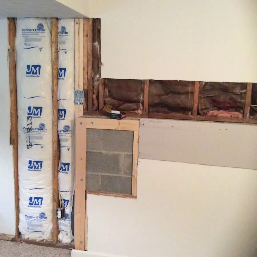 Wall insulation replacement during Basement Flood Cleanup in Westphalia